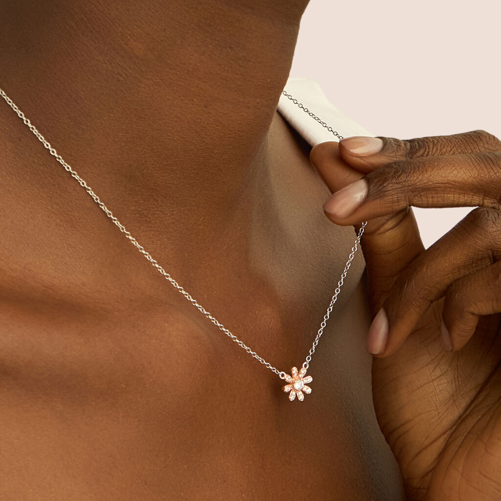 Collana Silver Moments Argento Bicolore Bianco / Rosa Cubic Zirconia