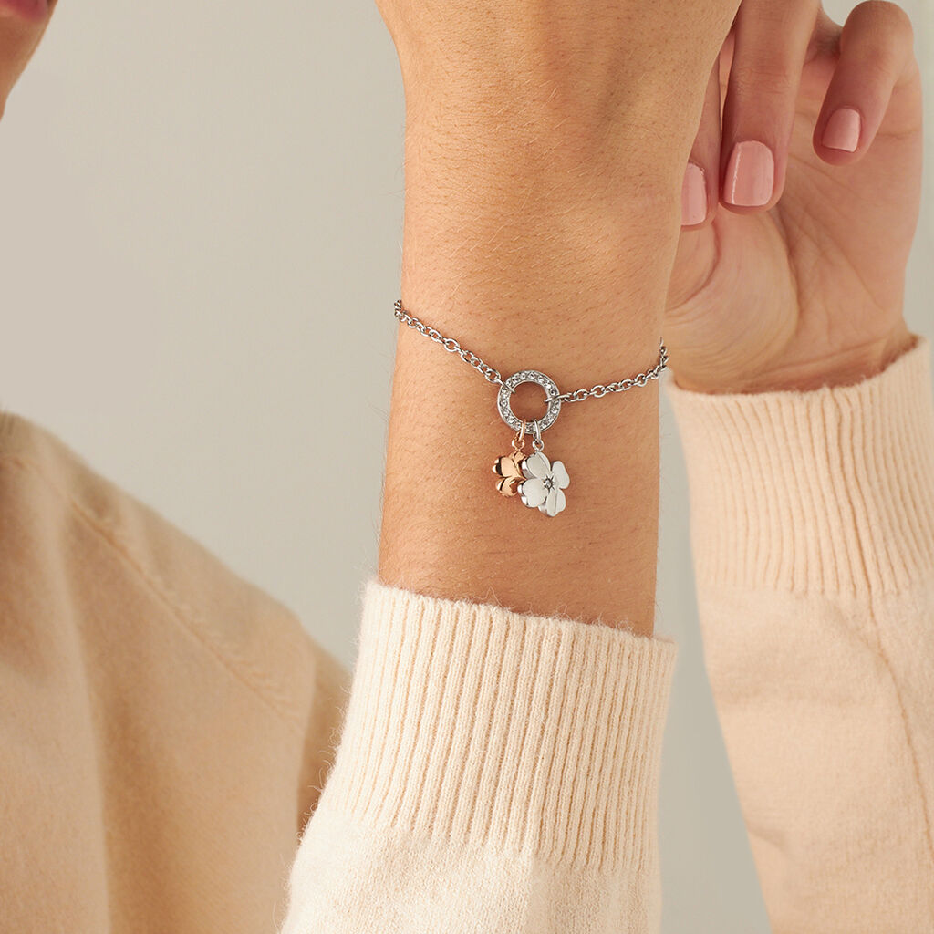 Bracciale Lady Chic Acciaio Bicolore Bianco / Rosa Cristallo - Bracciali Donna | Stroili
