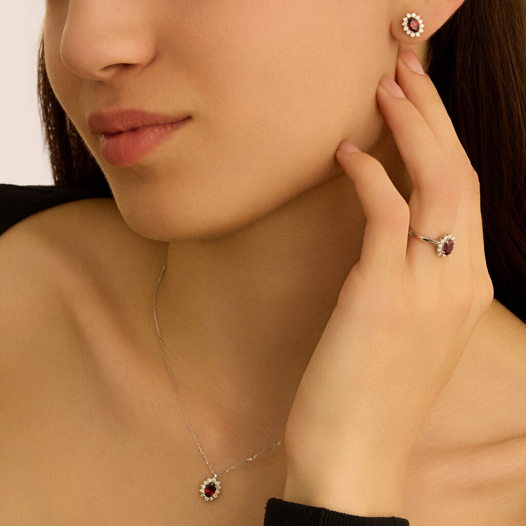Orecchini Lobo Jasmine Oro Bianco Rodolite Diamante