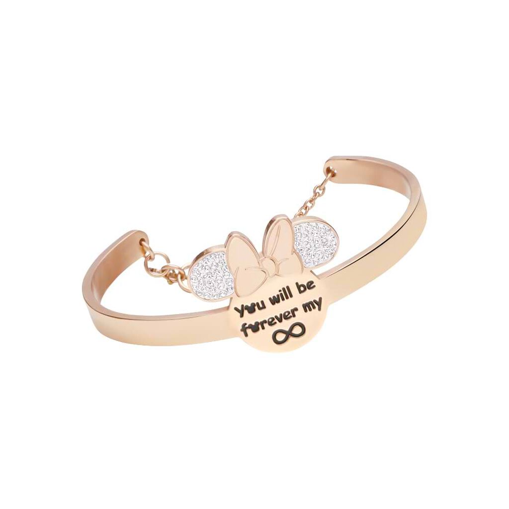Bangle Lady Message Acciaio Rosato Disney e Cristalli - Bracciali Donna | Stroili