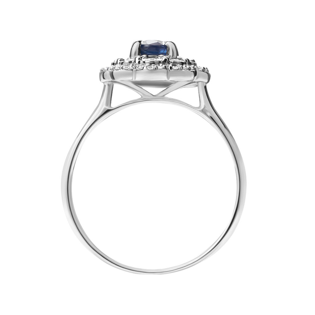 Anello Solitario Elizabeth Crown Oro Bianco Zaffiro Diamante - Anelli con Pietre Donna | Stroili