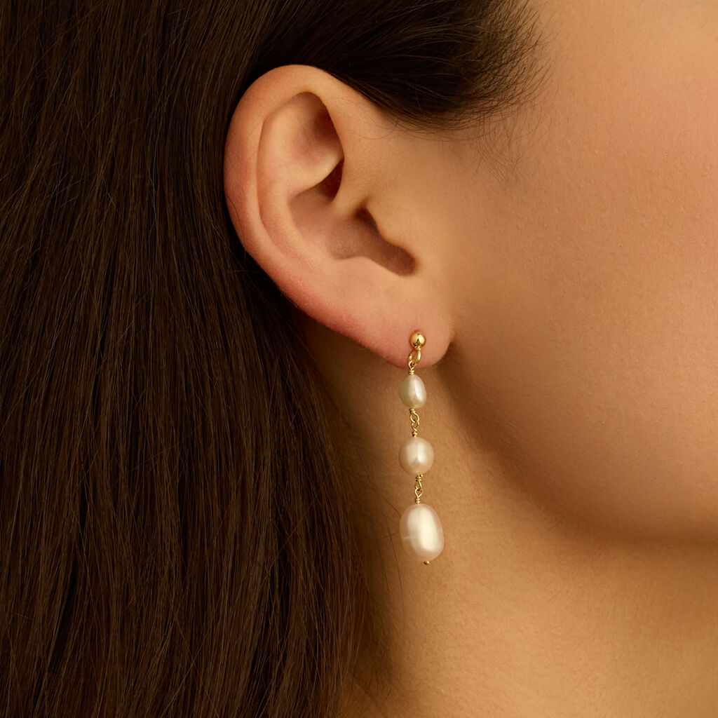 Orecchini Pendenti Gabrielle Oro Giallo Perla D'Acqua Dolce