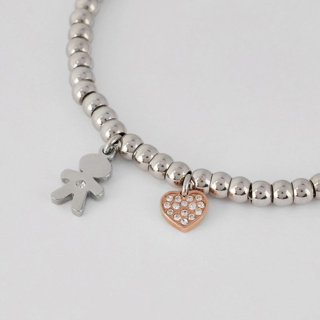 Bracciale Sunrise Acciaio Bicolore Bianco / Rosa Cubic Zirconia