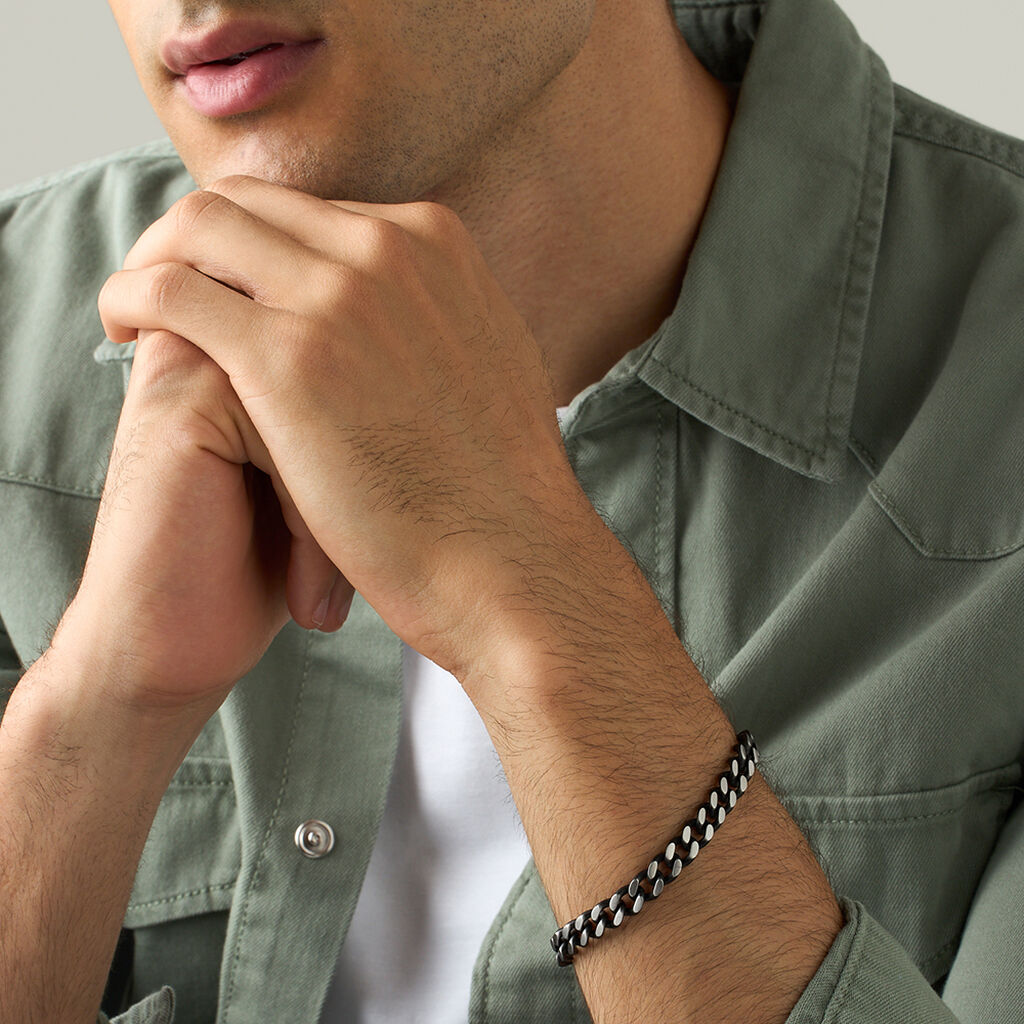 Bracciale Catena Man Code Acciaio Nero - Bracciali Uomo | Stroili