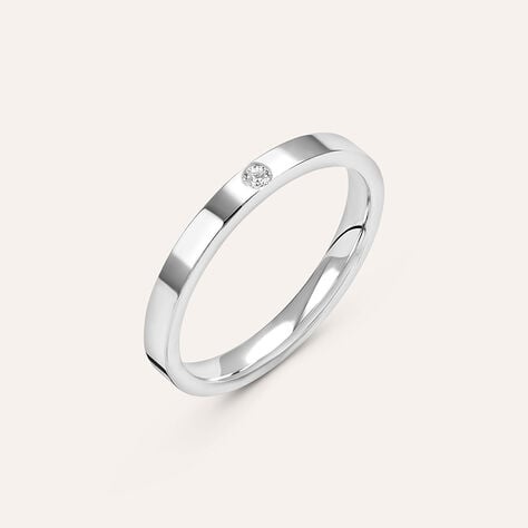 Fede Comoda Squadrata 2.5 mm Oro Bianco Diamante - Anelli con Incisione Unisex | Stroili