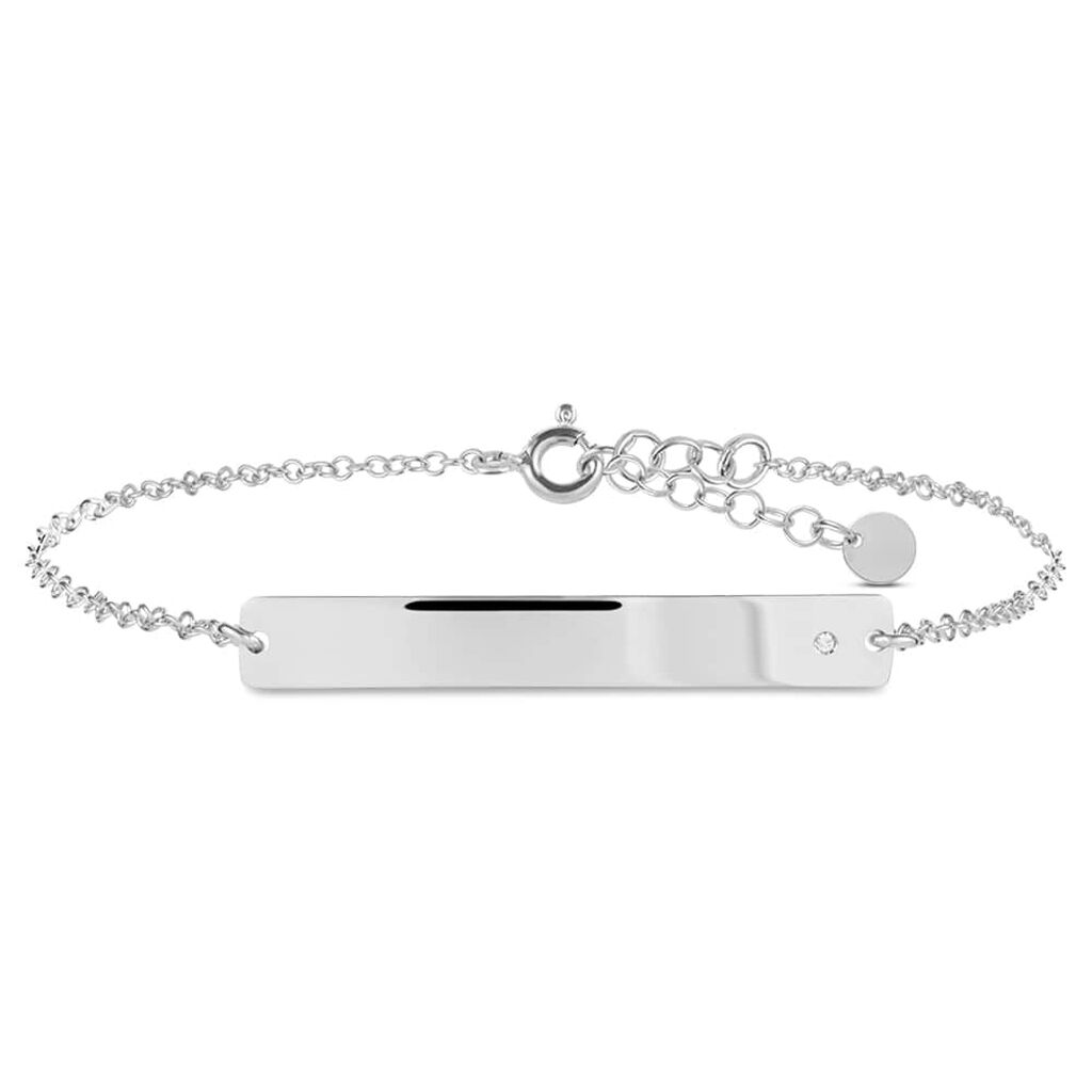 Bracciale Con Targhetta Silver Collection Argento Rodiato Cubic Zirconia