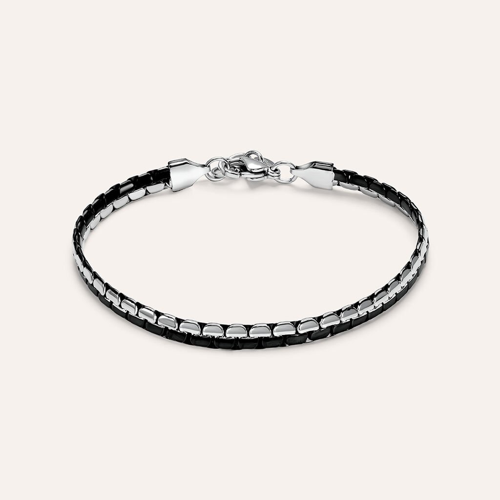 Bracciale Catena Man Code Acciaio Bicolore Bianco / Nero