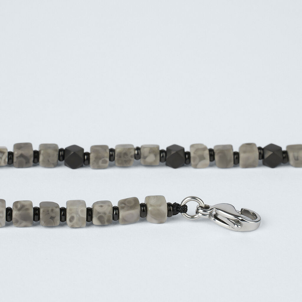 Collana Man Code Acciaio Antracite Labradorite