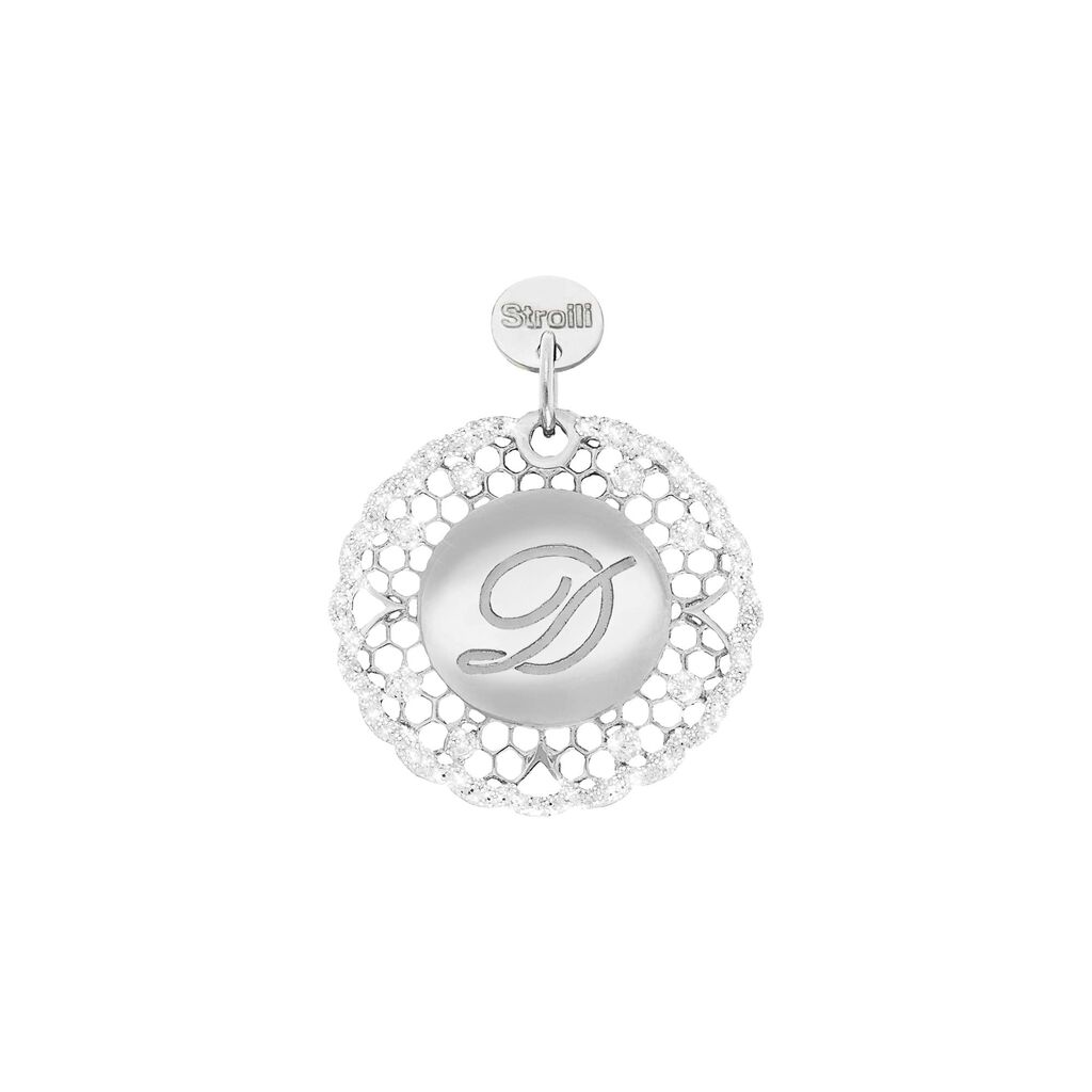 Charm in argento rodiato e glitter