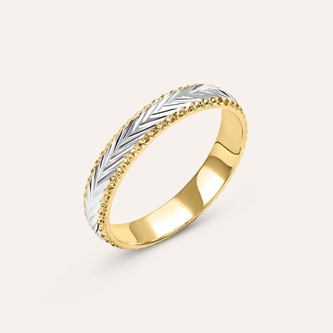 Fede Classica Diamantata 3.5 mm Oro Bicolore - Anelli con Incisione Donna | Stroili