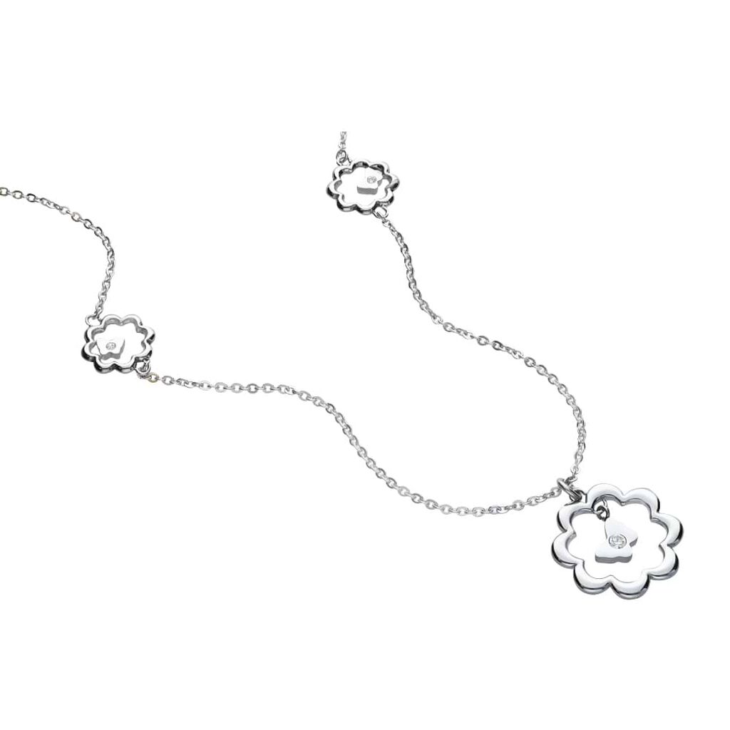 Girocollo lungo in acciaio silver con fiori e strass - Collane Donna | Stroili
