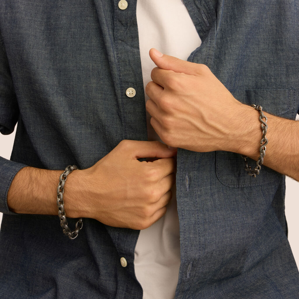 Bracciale Catena Man Code Acciaio Bicolore