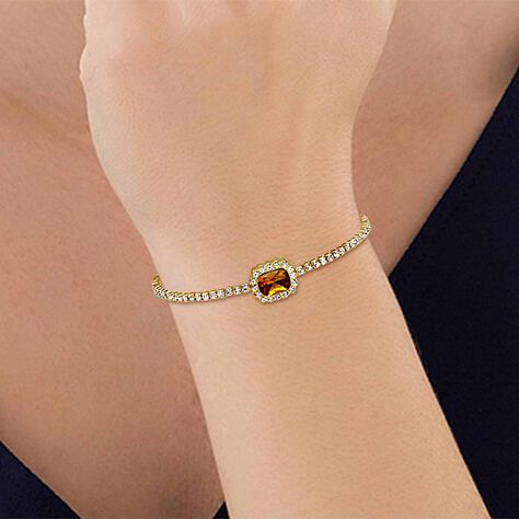 Bangle in metallo dorato e strass con gemma arancione - Bracciali Donna | Stroili