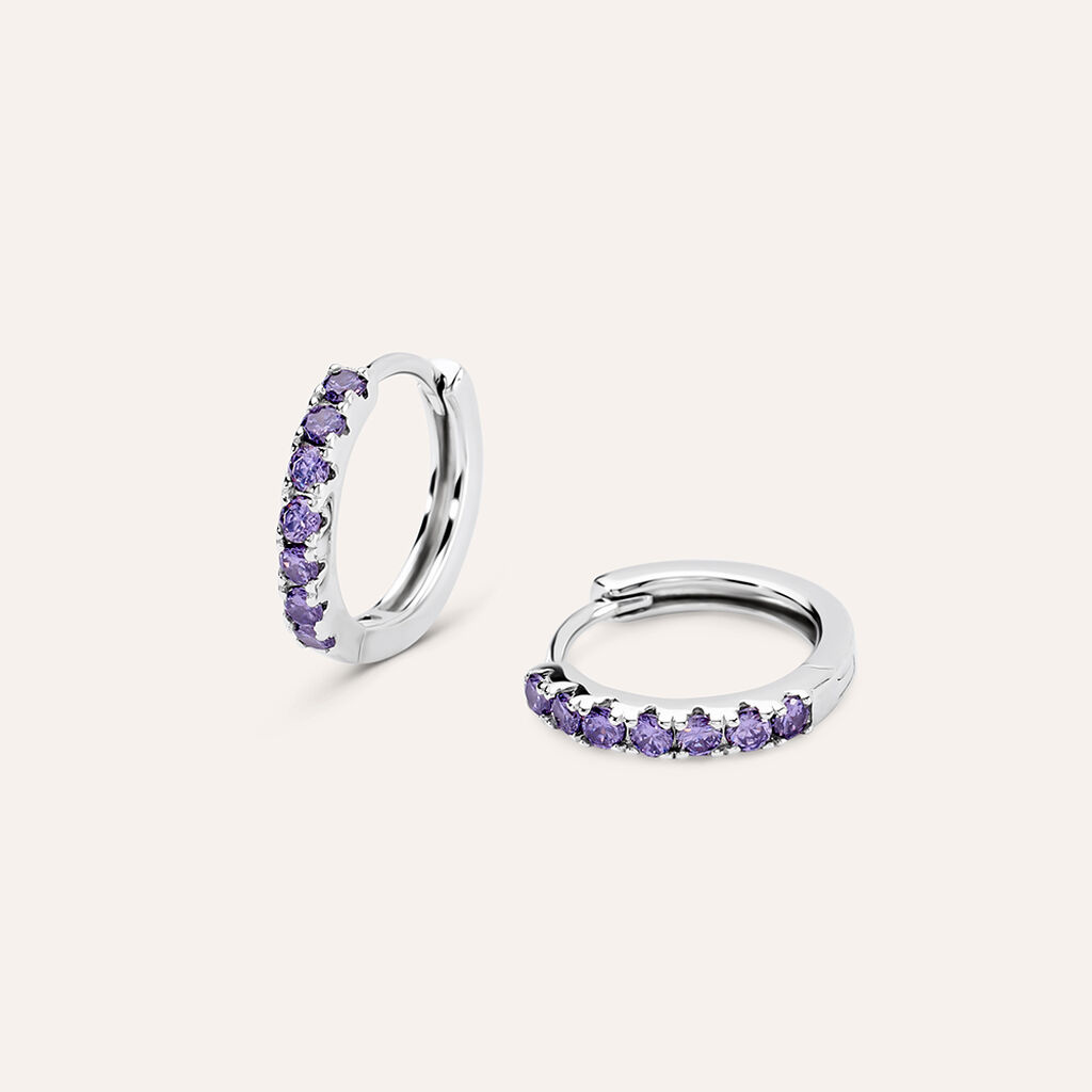 Orecchini A Cerchio Silver Rainbow Argento Rodiato Cubic Zirconia