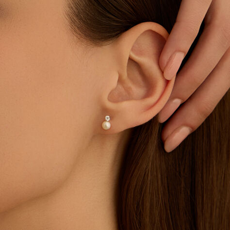 Orecchini Lobo Bon Ton Oro Bianco Perla D'Acqua Dolce Cubic Zirconia - Orecchini a Lobo Donna | Stroili