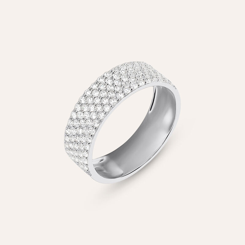 Anello Fascia Claire Oro Bianco Cubic Zirconia - Anelli a Fascia Larga Donna | Stroili