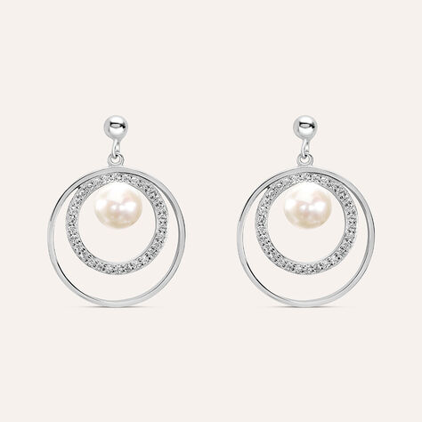 Orecchini Pendenti Silver Pearls Argento Rodiato Perla sintentica Cubic Zirconia - Orecchini Pendenti Donna | Stroili