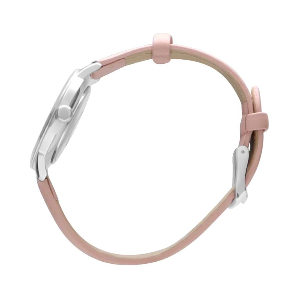 London 3h orologio in acciaio silver con quadrante rosa diamantato e cinturino in pelle rosa - Orologi per Prima Comunione Donna | Stroili