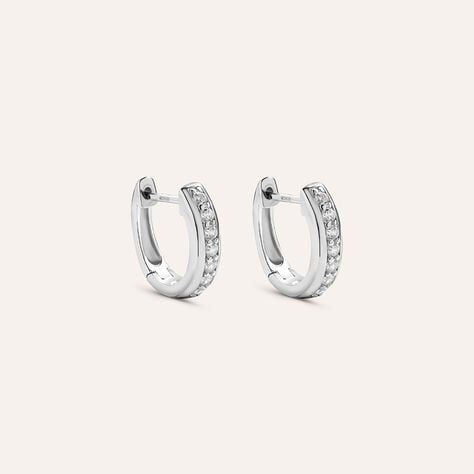Orecchini A Cerchio Silver Elegance Argento Rodiato Cubic Zirconia - Orecchini a Cerchio Donna | Stroili