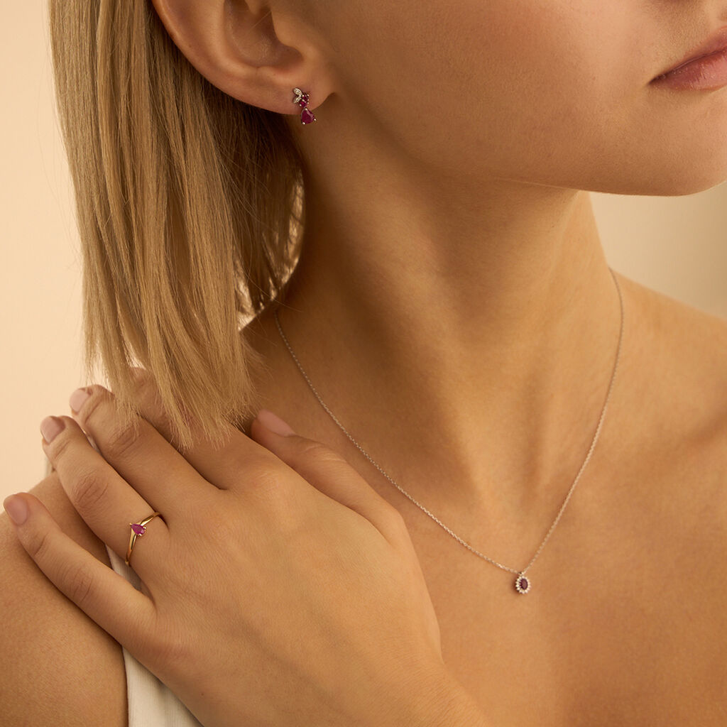 Collana Charlotte Oro Bianco Rubino Diamante