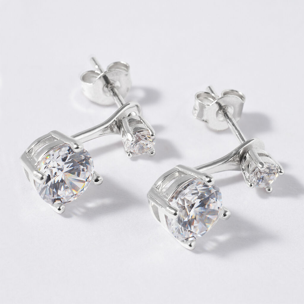 Orecchini Lobo Doppio Punto Luce Silver Elegance Argento Rodiato Cubic Zirconia - Orecchini a Lobo Donna | Stroili