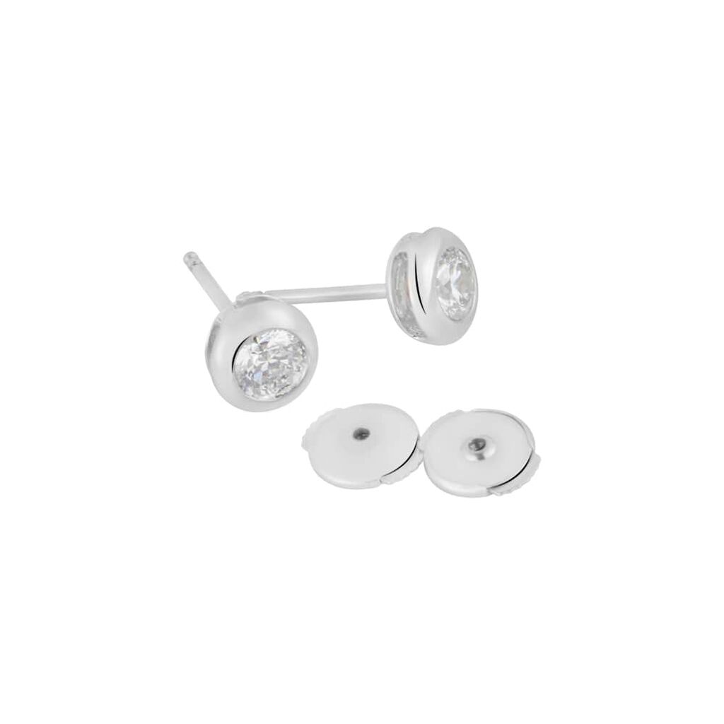 Orecchini Lobo Punto Luce Diamade Oro Bianco Diamante Lab-Grown