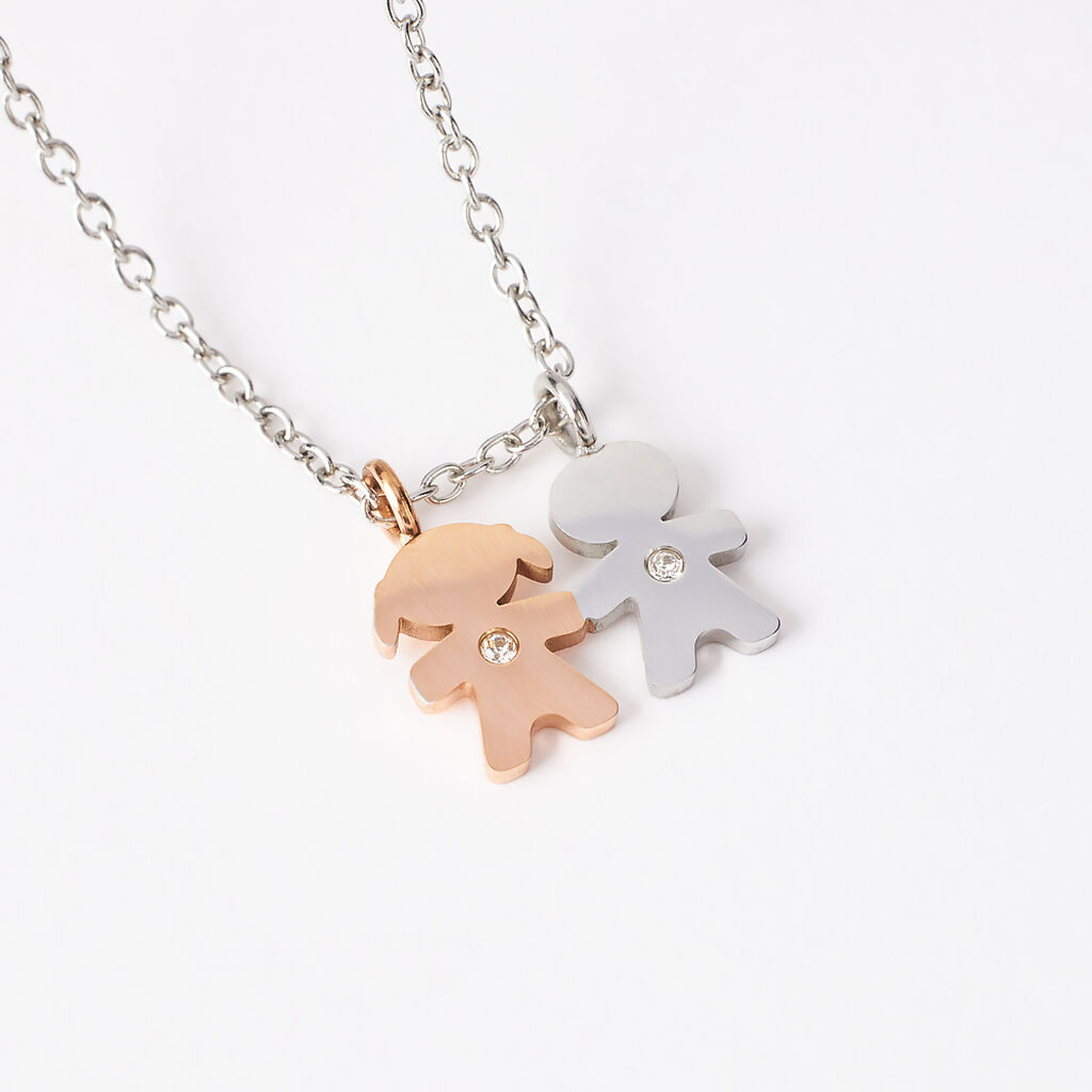 Collana Lady Chic Acciaio Bicolore Bianco / Rosa Cristallo - Collane Donna | Stroili