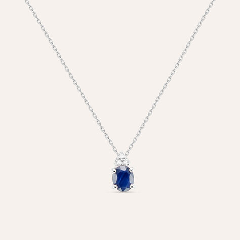 Collana Punto Luce Elizabeth Crown Oro Bianco Zaffiro Diamante - Collane Punto Luce Donna | Stroili