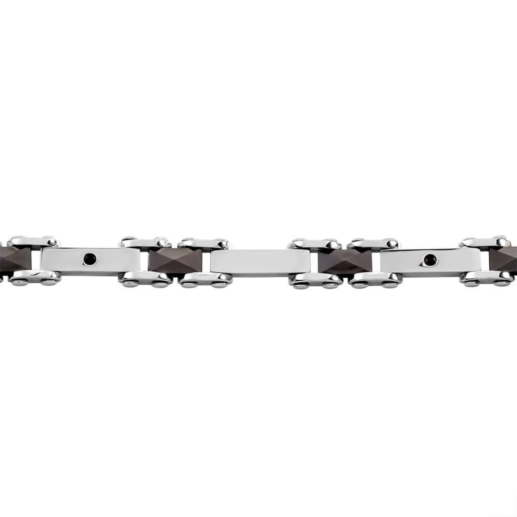 Bracciale Man Code Acciaio Bicolore Bianco / Nero Cubic Zirconia - Bracciali Uomo | Stroili