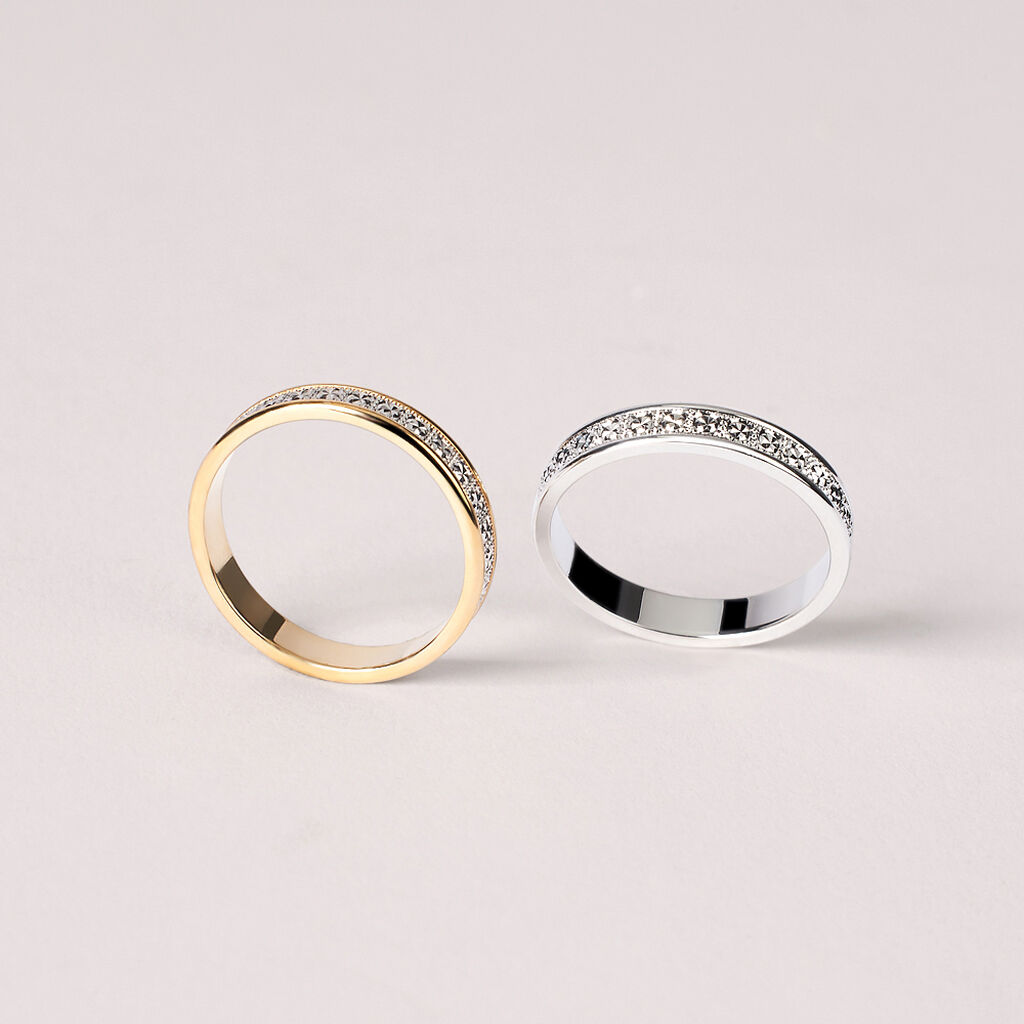 Fede Classica Diamantata 3.5 mm Oro Bicolore