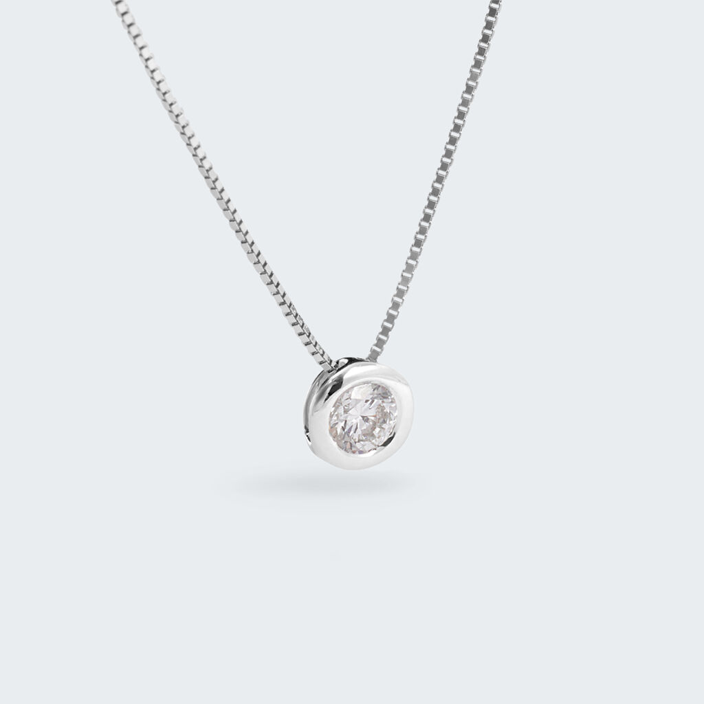 Collana Punto Luce Diamade Oro Bianco Diamante Lab-Grown
