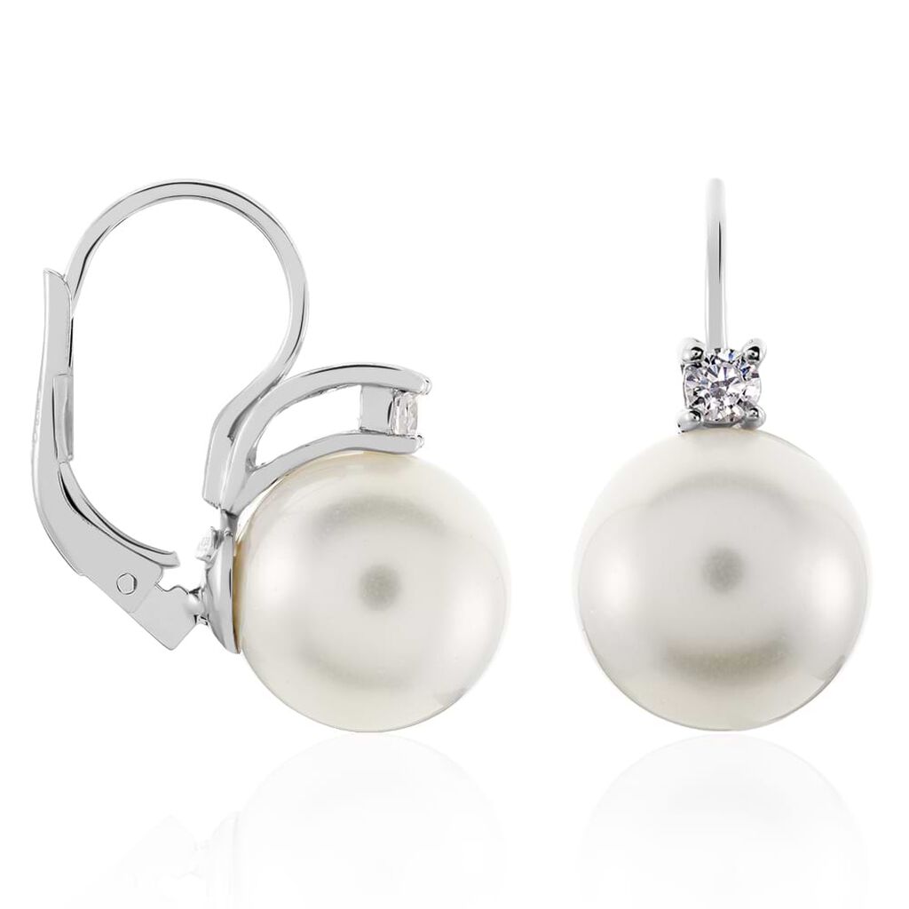 Orecchini Pendenti Silver Pearls Argento Rodiato Perla sintentica Cubic Zirconia