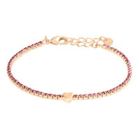 Bracciale Tennis Romantic Shine Metallo Rosa Cristallo