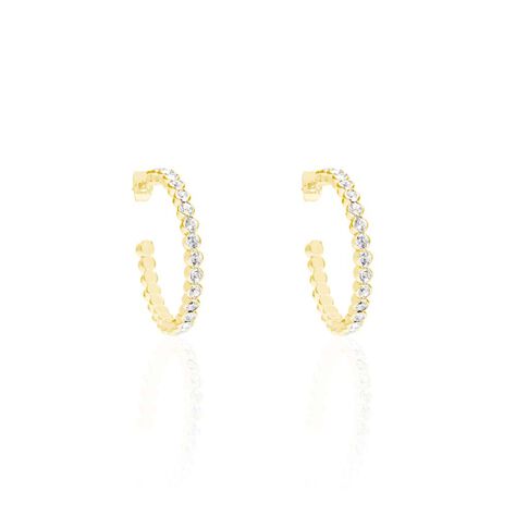 Orecchini a cerchio in metallo dorato e cristalli - Orecchini a Cerchio Donna | Stroili