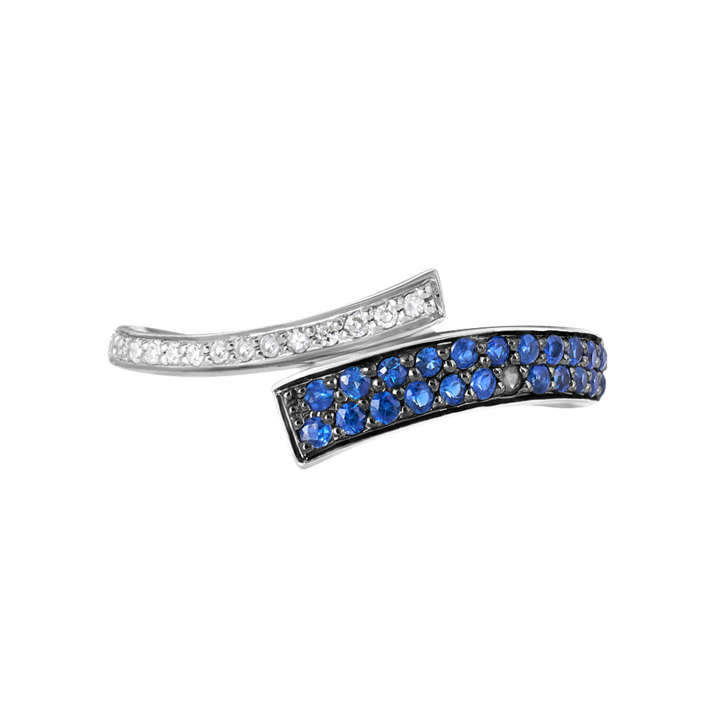 Anello Contrarie Charlotte Oro Bianco Zaffiro Diamante - Anelli con Pietre Donna | Stroili