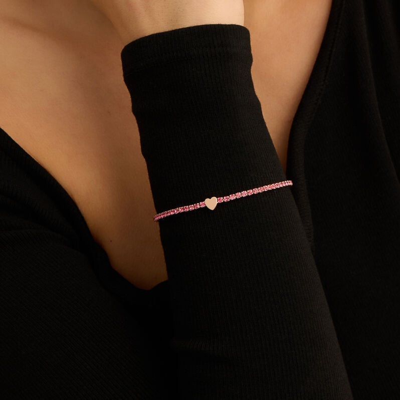 Bracciale Tennis Romantic Shine Metallo Rosa Cristallo - Bracciali Tennis Donna | Stroili