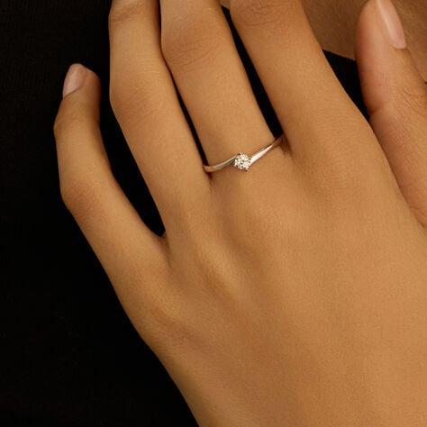 Anello Solitario Valentino Diamotion Oro Bianco Diamante - Anelli con Pietre Donna | Stroili