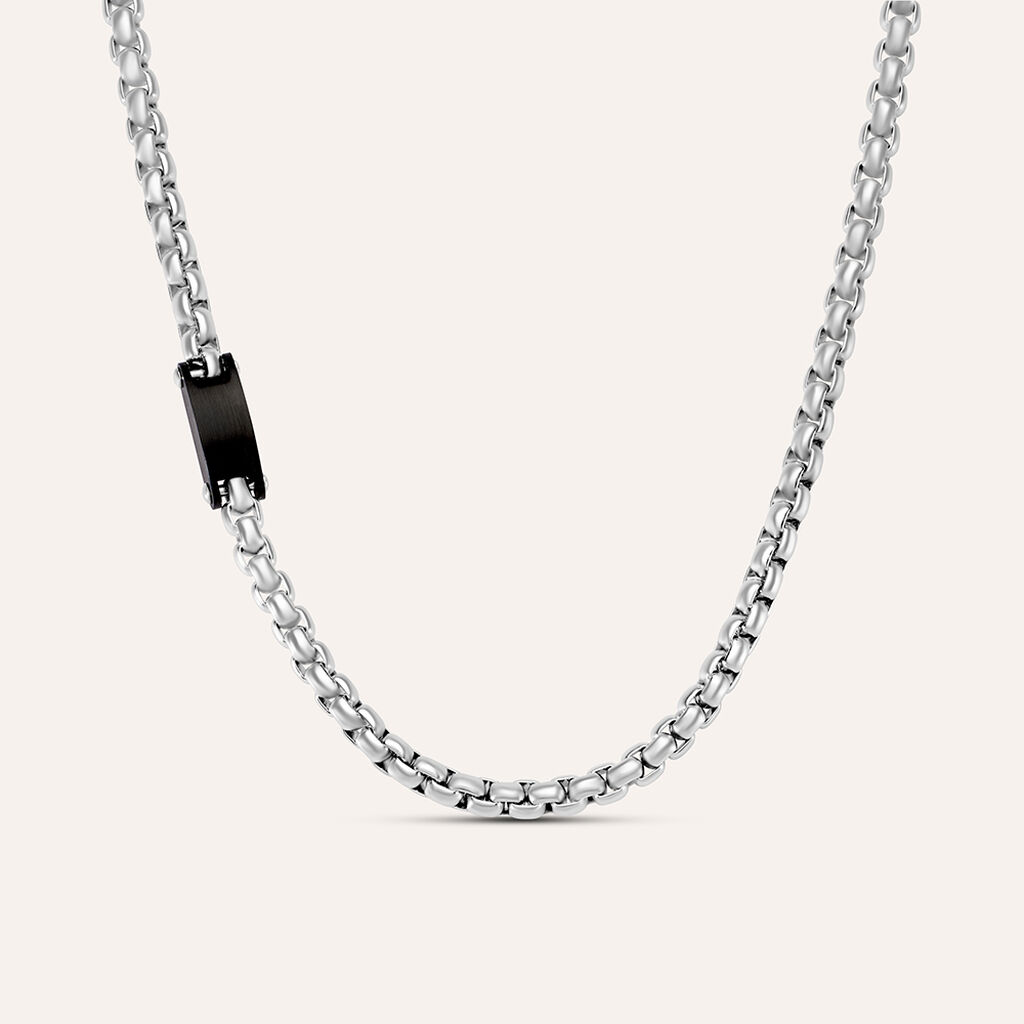 Collana Man Code Acciaio Bicolore Bianco / Nero