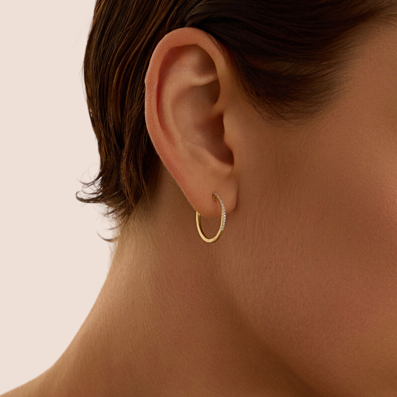 Orecchini A Cerchio Grace Oro Giallo Diamante - Orecchini a Cerchio Donna | Stroili
