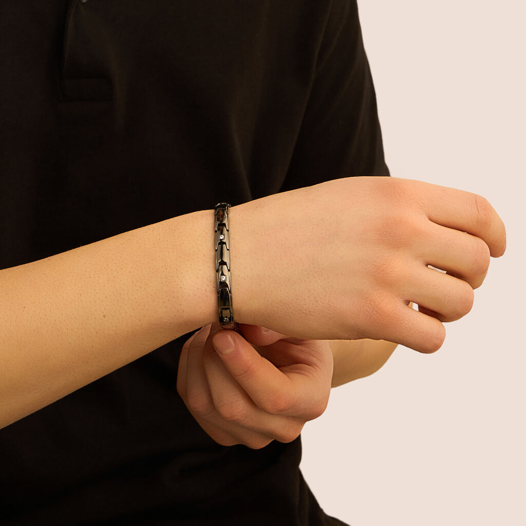 Bracciale Man Code Acciaio Nero Cubic Zirconia