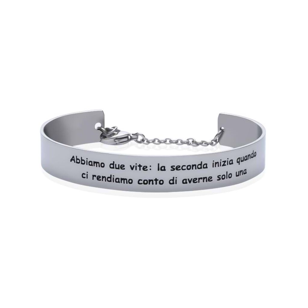 Bangle 'Abbiamo due vite: la seconda inizia quando ci rendiamo conto di averne solo una' in acciaio - Bracciali Donna | Stroili