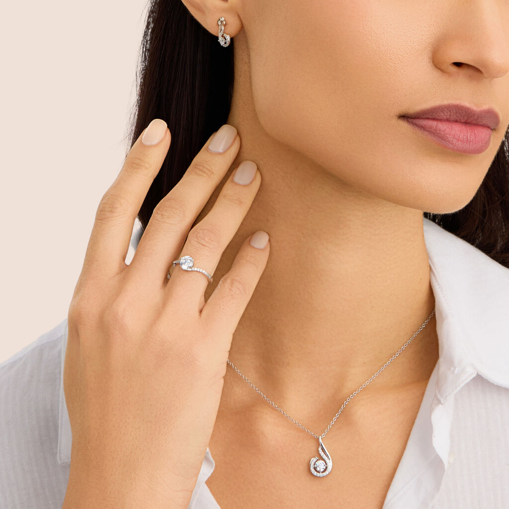 Orecchini Lobo Silver Elegance Argento Rodiato Cubic Zirconia - Orecchini a Lobo Donna | Stroili