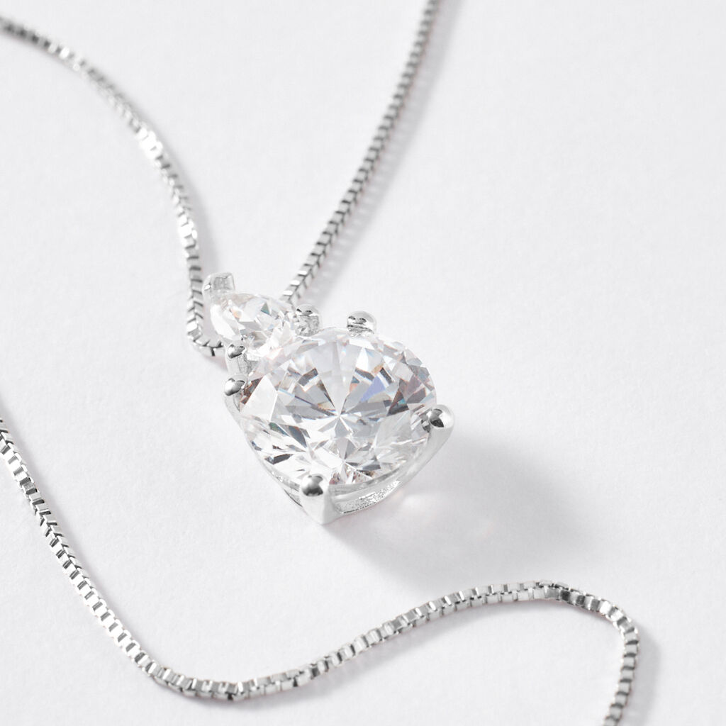 Collana Doppio Punto Luce Claire Oro Bianco Cubic Zirconia