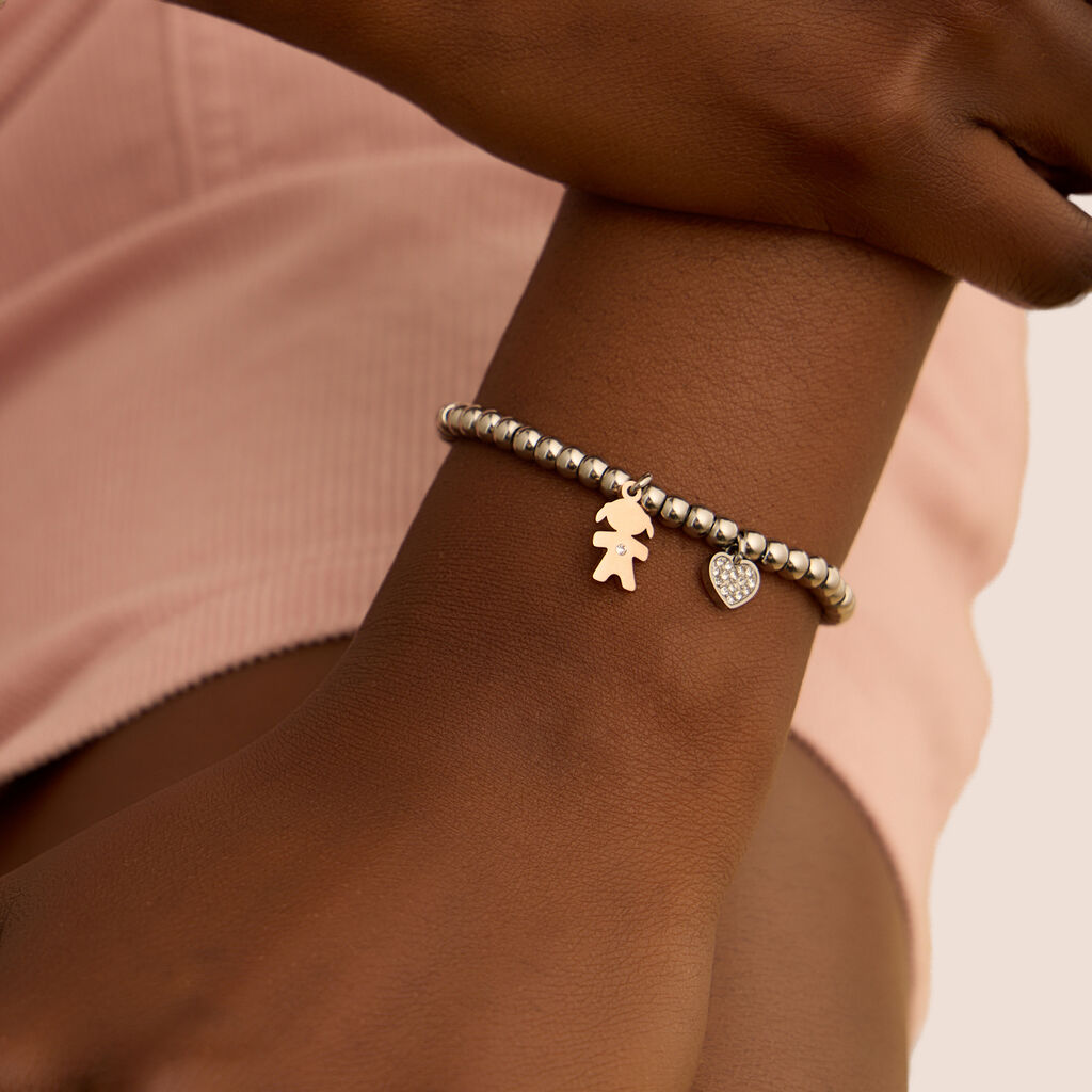 Bracciale Sunrise Acciaio Bicolore Bianco / Rosa Cubic Zirconia