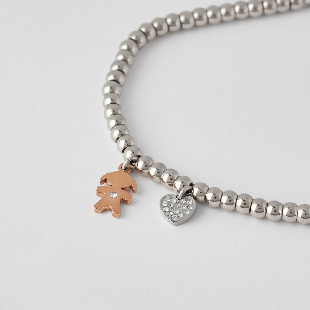 Bracciale Sunrise Acciaio Bicolore Bianco / Rosa Cubic Zirconia