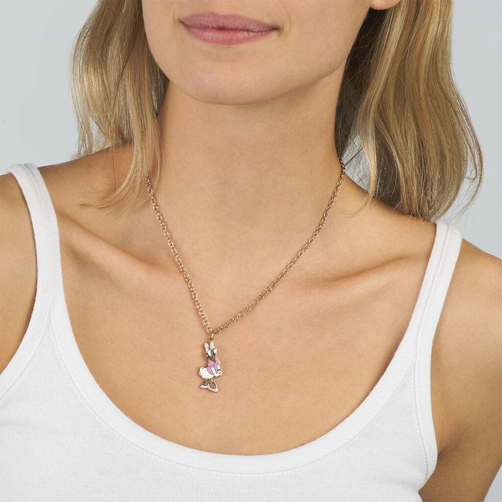 Collana in acciaio rosato con ciondolo Paperina e strass - Collane Donna | Stroili