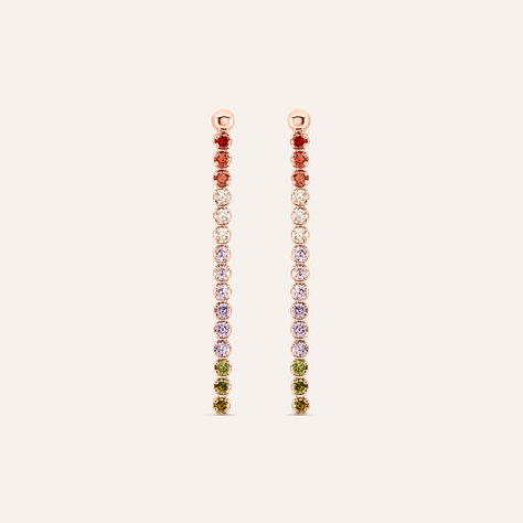 Orecchini Pendenti Tennis Silver Rainbow Argento Rosa Cubic Zirconia - Orecchini Pendenti Donna | Stroili