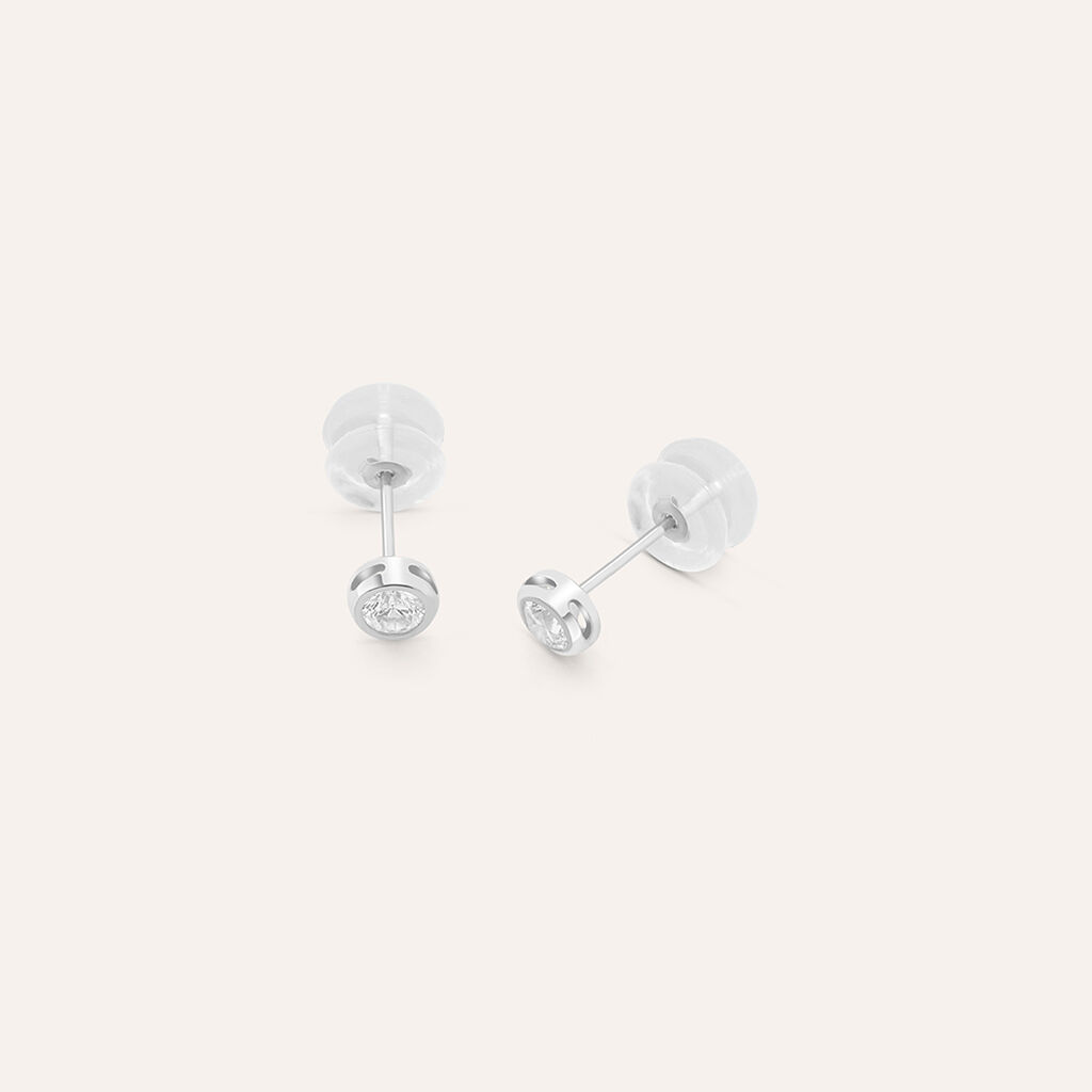 Orecchini Lobo Punto Luce Claire Oro Bianco Cubic Zirconia - Orecchini a Lobo Donna | Stroili