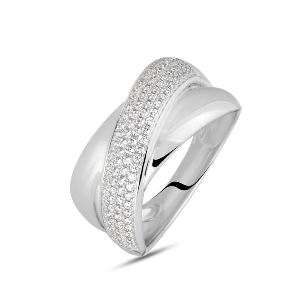 Anello Fascia Claire Oro Bianco Cubic Zirconia - Anelli a Fascia Larga Donna | Stroili