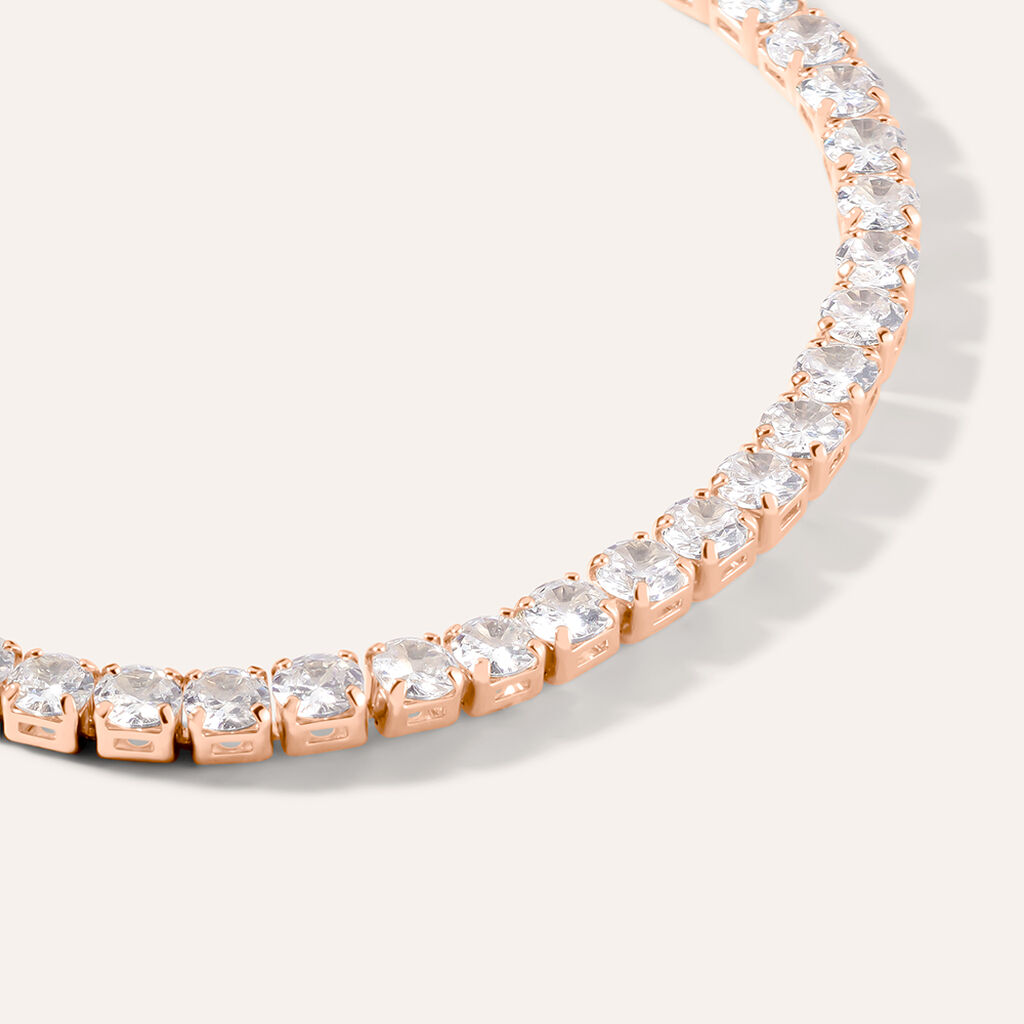 Bracciale Tennis Romantic Shine Metallo Rosa Cristallo